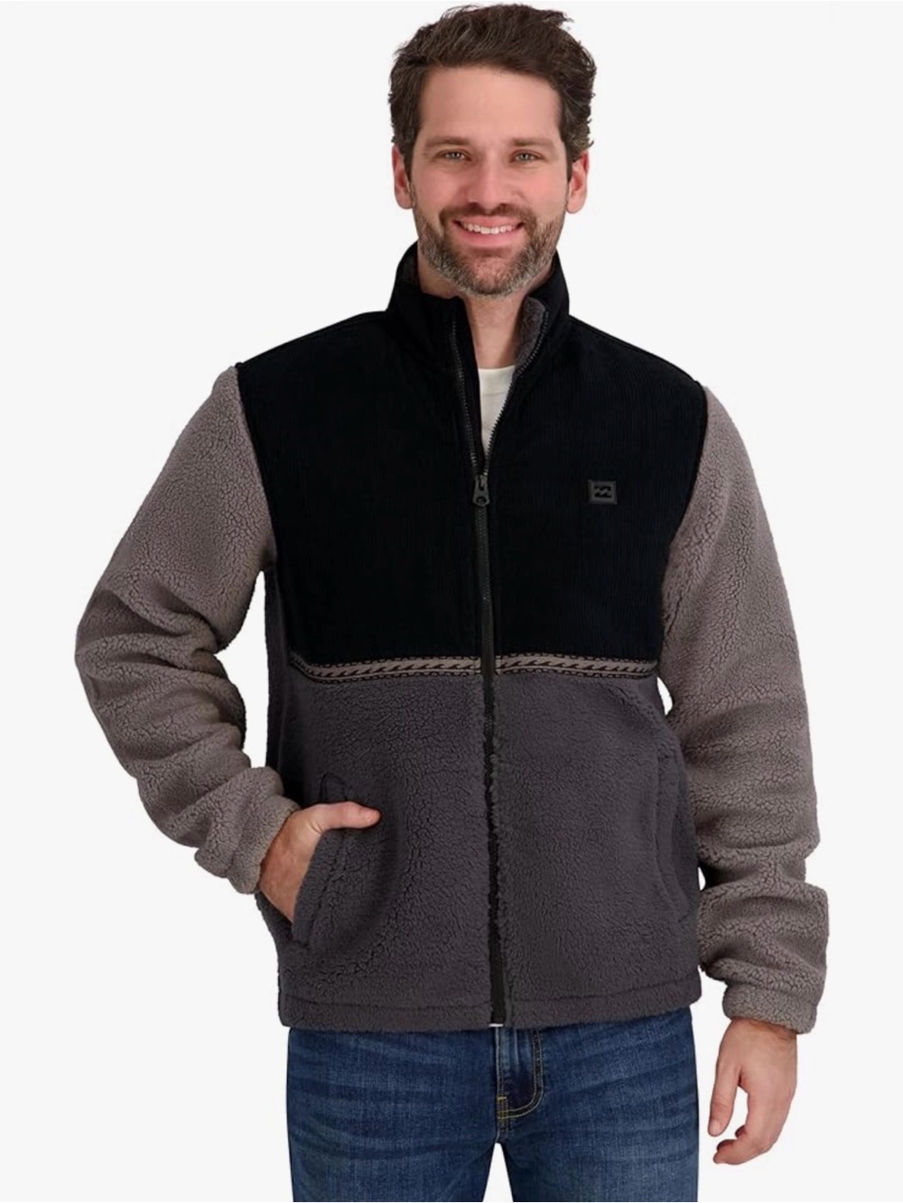 Billabong Men's Full Zip Mock Neck Sherpa Jacket